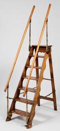 FOLDING WALNUT LIBRARY LADDER
