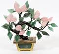 CHINESE GREEN JADE AND ROSE QUARTZ TREE