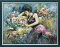 G BRUER OIL ON CANVAS GIRL W FLOWERS
