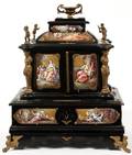 VIENNESE ENAMEL  EBONIZED WOOD TABLE CABINET