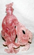 090274 ROSE QUARTZ CARVED QUAN YIN FIGURE H10
