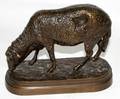 082167 SMALL BRONZE SCULPTURE GRAZING SHEEP