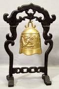 080290 CHINESE BRONZE  TEAKWOOD GONG C1930