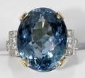 072220 18CT BLUE TOPAZ  DIAMOND RING