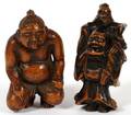 JAPANESE WOOD NETSUKES 19TH C TWO