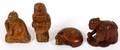 JAPANESE WOOD NETSUKES 19TH C FOUR