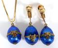 14KT YELLOW GOLD AND ENAMEL PENDANT AND EARRINGS