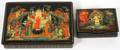 RUSSIAN HAND PAINTED HINGED BOXES C2000 2 PCS