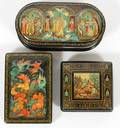 RUSSIAN HAND PAINTED LACQUER BOXES 3 PCS
