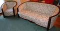 082237 EDWARDIAN STYLE CARVED MAHOGANY SOFA  CHAIR