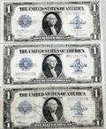 080308 THREE SILVER CERTIFICATES BLUE SEAL 1923