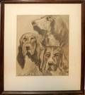 080313 CHARCOAL ON PAPER 18x14 IRISH SETTERS
