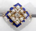 071290 10KT YELLOW GOLD PEARL DIAMOND  ENAMEL RING