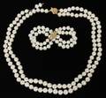 14KT GOLD AND PEARL NECKLACE  BRACELET 2 PIECES