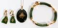 CHINESE JADE BRACELET EARRINGS  NECKLACE 4 PIECES