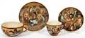 JAPANESE SATSUMA CUPS  SAUCERS TAISHO PERIOD