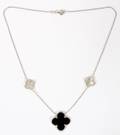 MOTHEROFPEARL BLACK ONYX  GOLD NECKLACE