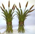 PATINATED WHEAT FORM SCONCES PAIR