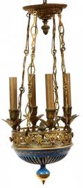 FRENCH PORCELAIN  DORE BRONZE SMALL CHANDELIER