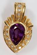 YELLOW GOLD FANCY AMETHYST  DIAMOND SLIDE PENDANT