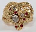14KT YELLOW GOLD DIAMOND  RUBY RING