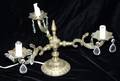 090333 BRASS  CRYSTAL THREE ARM CANDELABRAS C1950