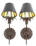 Pair of Iron Floriform Electrified Wall Sconces
