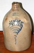 081332 WEST TROY NEW YORK STONEWARE JUG 2 19TH C