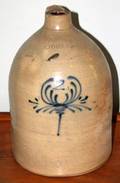 081331 J FISHER OF LYONS NEW YORK STONEWARE JUG