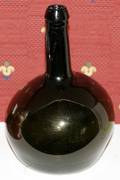 072278 AMERICAN BLOWN GLASS GREEN FLASK ANTIQUE