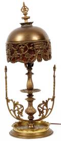 OSCAR BACH BACCHUS MOTIF BRASS BOUDOIR LAMP CIRCA 1930