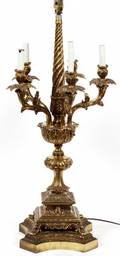 RENAISSANCE REVIVAL BRONZE SIXLIGHT LAMP C 1900