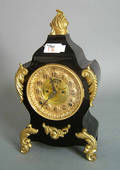 Ansonia 8day ebonized shelf clock with brass mounts and an open escapement
