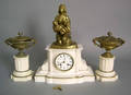 Japy Freres marble and bronze 3pc clock garniture