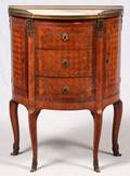 LOUIS XV STYLE MARQUETRY  PINK MARBLE DEMILUNE