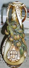 072314 ROYAL DUX POTTERY FRUIT MOTIF VASE CIRCA 1900