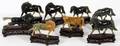 CHINESE CARVED SERPENTINE HORSES SET OF EIGHT
