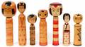 JAPANESE CARVED  PAINTED WOOD DOLLS SEVEN