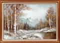 WALLACE OIL ON CANVAS WINTER MOUNTAIN LANDSCAPE