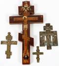 RUSSIAN ORTHODOX BRASS ENAMEL  WOOD CRUCIFIXES 4