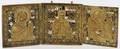 RUSSIAN ORTHODOX ENAMELED BRASS TRIPTYCH