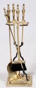SET OF BRASS FIREPLACE TOOLS
