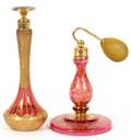 BOHEMIAN GILT  CRANBERRY GLASS PERFUMES TWO