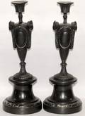 FRENCH BRONZE CANDLESTICKS C 1850 PAIR