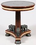ELEPHANT BASE METALLIC TOP COCONUT WOOD TABLE