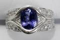 090436 16CT TANZANITE 29CT DIAMOND  PLATINUM RING