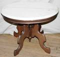 090416 VICTORIAN WALNUT WHITE MARBLE COFFEE TABLE