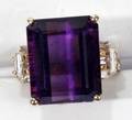 082357 12 CT EMERALD CUT AMETHYST  DIAMOND RING