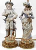 081418 CONTINENTAL BISQUE FIGURES MOUNTED AS LAMPS
