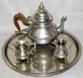 081417 STEIFF WILLIAMSBURG STYLE PEWTER TEA SET
